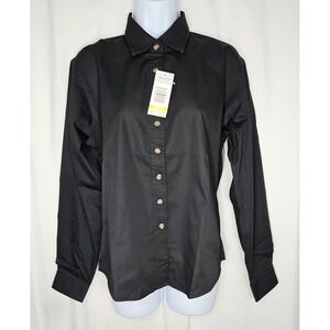 River's End Women's Black Long Sleeve Button Front Shirt Size Small NWT